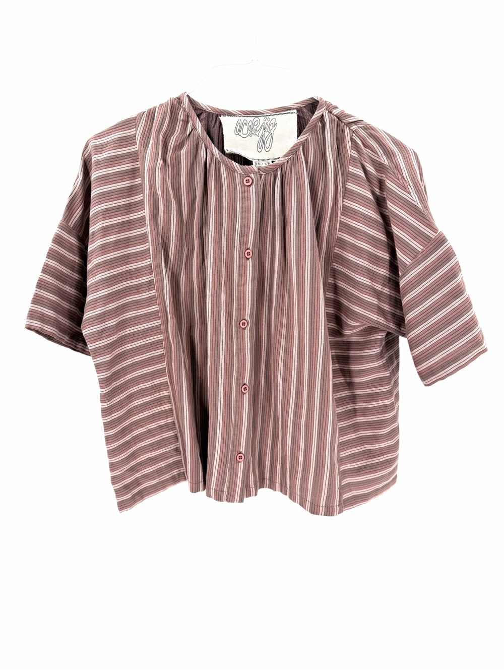 Ace & Jig 100% Cotton Contemporary Boho Striped Button-down Short Sleeve Top - Picture 2 of 6